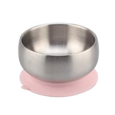 China Modern stainless steel baby bowl with silicone bottom and lid for sale