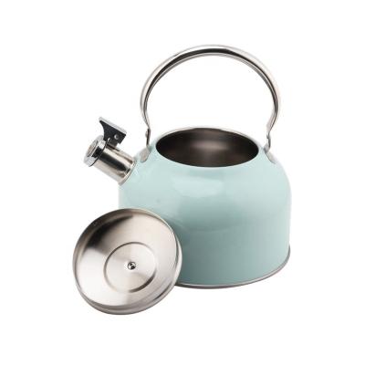 China Sustainable Whistling Tea Kettle For Stove Top, Food Grade Stainless Steel Water Kettle With Wooden Style Folding Handle for sale