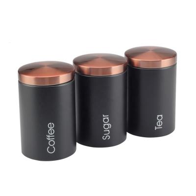 China Freshness Preservation Set Of 3 Coffee Canister Set Kitchen Stainless Steel Airtight Metal Storage Canister / Canister / Trash Can for sale