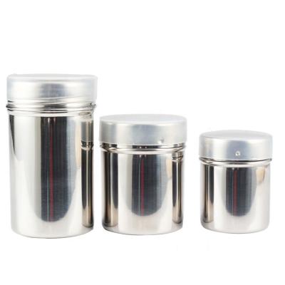 China Fashionable Sugar Cocoa Flour Coffee Sifter Seasoning Jar for Kitchen BBQ, Stainless Steel Powder Shaker for sale