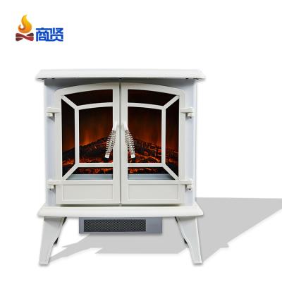 China 3D Flame Quartz Decorative White Bilateral Electronic Infrared Fireplace Portable Free Electric Flame Effect Heater Fireplace for sale