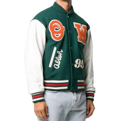 China 2022 Breathable Custom Logo Chenille Embroidery Leather Sleeve Baseball Letterman Varsity Jacket For Men for sale