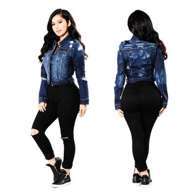 China Hot High Quality Street Fashion Girl Cavity New Product Casual Women Breathable Jacket Ripped Denim Jacket Tops for sale