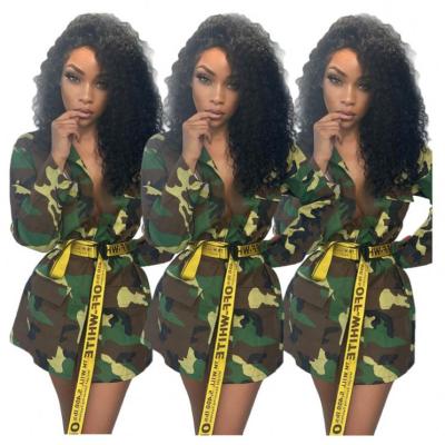 China Anti-wrinkle autumn 2021 wholesale women's boutique clothing est new design long coat women tops camouflage blouse tops winter jacket for sale