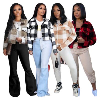 China 2021 latest high quality design plus size design newest fashion high quality Anti-wrinkle winter women clothing plaid coat women casual jackets and coats for sale