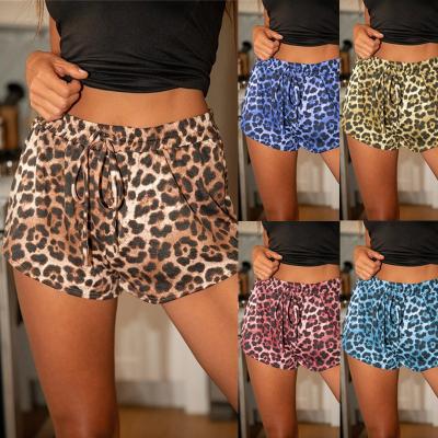 China Hot sale Anti-wrinkle S-5XL ladies fashion leopard print ladies drawstring home hot comfortable shorts ladies casual shorts for sale