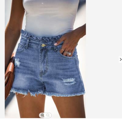 China 2021 Women's Ruffle High Rise Waist Jean Shorts QUICK DRY Custom Made Wholesale for sale