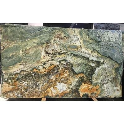 China Modern Traditional Rusty Marble Dark Green Multi Kitchen Counter Top Bath Wall Panel Slab for sale