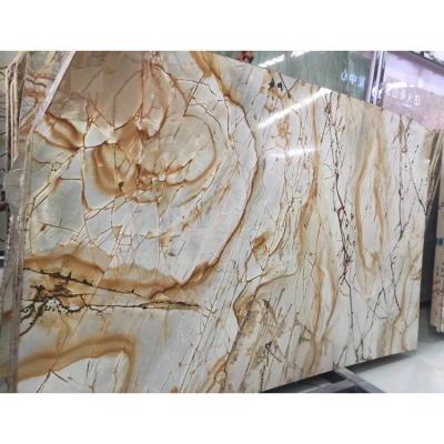 China Modern Traditional White Tile Kitchen Counter Top Bath Wall Panel Slab Marble With Brown Vein for sale