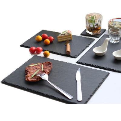 China Modern Factory Wholesale Natural Slate Wall Decoration Panel Black Slate Tableware for sale