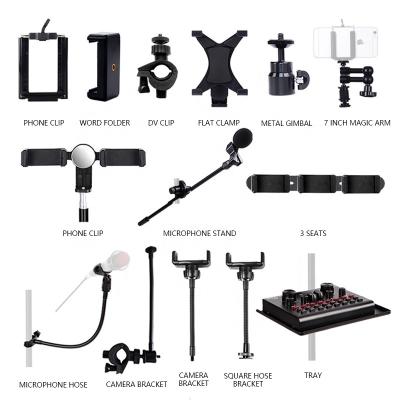 China Ring Light Spare Parts Portable Flexible Tok Youtube Ring Light With Tripod Stand Tik Phone Clip Live Microphone Stand Phone StandTray Flexibly for sale