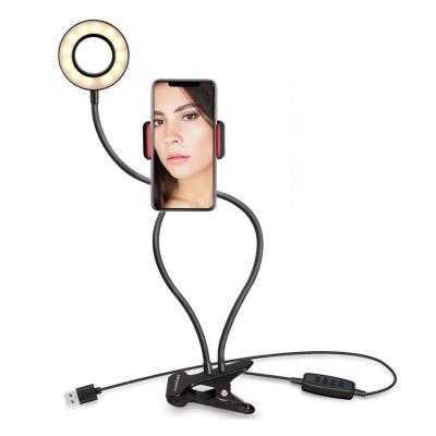 China Photogrphy Live Wire 2-in-1 Holder Video Lazy Selfie Desktop Light Bracket Led Ring Light Live Stream For Phone Led Lamp For youtube for sale