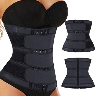 China Amazon Best Selling Antibacterial Three Straps Weight Loss 3 Belts Compression Neoprene Body Shaper Corset Slimming Belt Waist Trainer Shapers for sale