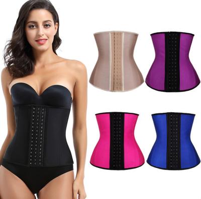 China Free Sample Fajas Colombiana 3 Hook Latex Antibacterial Waist Trainer 9 Steel Boned Corset for sale