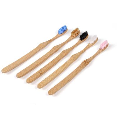 China Compact Head Compact Head Curved Handle Bamboo Bristle Feature Toothbrush Bristle Toothbrush Functional Bamboo New Small for sale