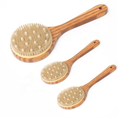 China Long Handle Body Sustainable Custom Dry Massage Brush Eco Friendly Bamboo Brush for sale