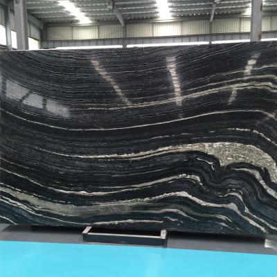 China Factory Direct Modern Antique Wooden Low Price Black Wooden Marble Slabs, Zebra Black Marble for sale