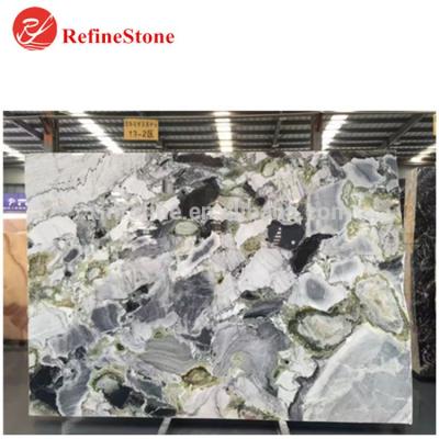 China Indoor Ice Jade Marble Slabs, Factory White And Green Direct Polished Marble Tiles for sale