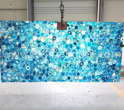 China Modern Luxury Background Wall Blue Agate Slab And Tile For Feature Wall Decor Blue Agate for sale