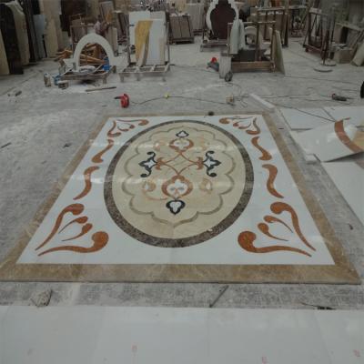 China Modern marble medallion parquet square waterjet slabs for hotel or villa floor marble tiles for sale