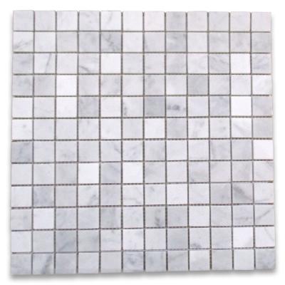 China Parquet Carrara Marble Square Rubble Mosaic Slab Honed Loose for sale