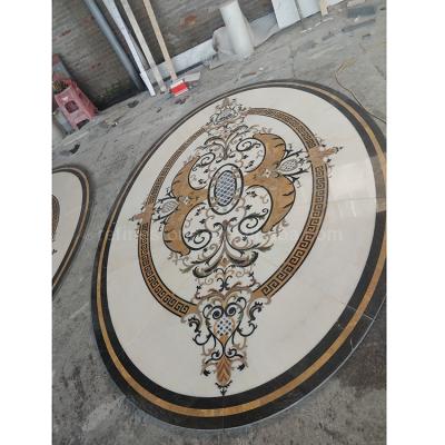 China Parquet Oval Shape Medallion Design Floor Marble Inlay Waterjet Patterns for sale