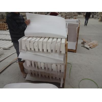 China Natural Stone Turkey Lime White Exterior Wall Border Decorative Architrave F6251 for sale