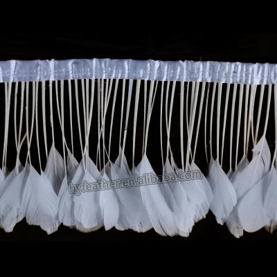 China For arts and craft factory wholesale custom colors white stripped goose feather fringe feather trim good quality in feather for sale