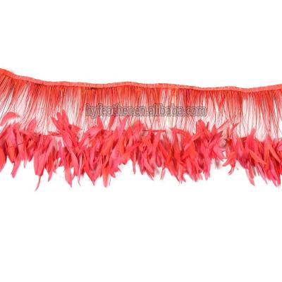 China For Arts And Craft Factory Wholesale Custom Colors Good Quality Stripped Coque Feather Fringe for sale