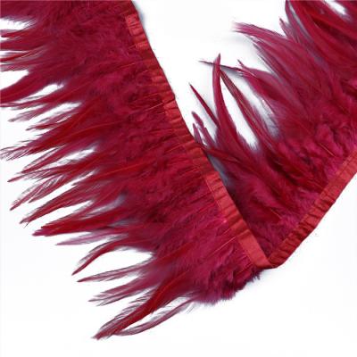 China For Arts And Craft China Manufacturer Supplier Newest Design Red Feather Product Customized Fringe Of Feathers For Decoration Chicken Saddle for sale