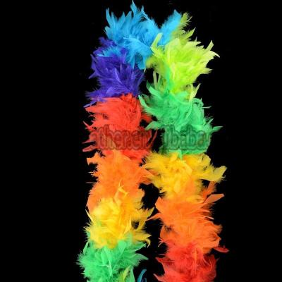 China Option. Wholesale Luxury Fluffy Feather Boa Rainbow Marabou Feather For Decoration Halloween Rooster Party Supplier Manufacturer for sale