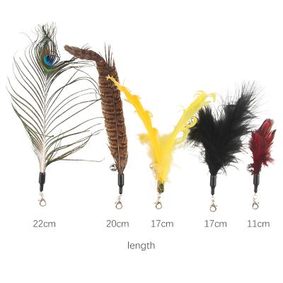 China Viable Sticks of Cat Toy Handmade Natural Feather Cat Toy Da Bird Refills Interactive Pet Teaser for sale