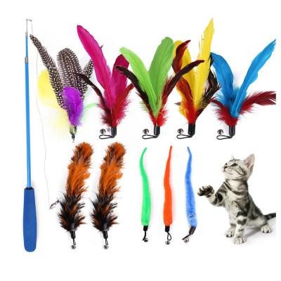 China Viable Replacement Cat Feather Toy Set, Cat Feather Teaser Wand Toy for Kitten Cat Having Fun Exercise Playing Without Stick for sale