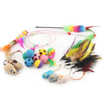 China Viable Sticks of Cat Toy Handmade Natural Feather Cat Toy Da Bird Refills Interactive Pet Teaser for sale