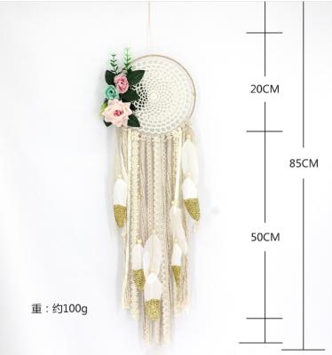 China Iron ring+stain fresh wedding wall hanging HY0209 dream catcher with flowers wedding girl xinbo hemia home wind chime decoration pendant for sale