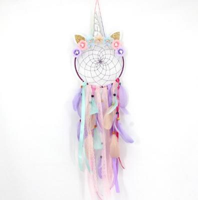 China China Hot Unicorn Design Dream Catcher Feather Ornaments Home Dream Catcher With LED Light for sale