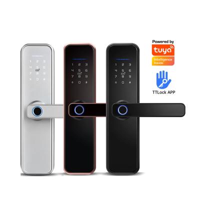 China Home Hotel Apartments Office Digital Waterproof Outdoor Electric Keyless Fingerprint Handle Smart Door Lock with Tuya TTLOCK APP for sale