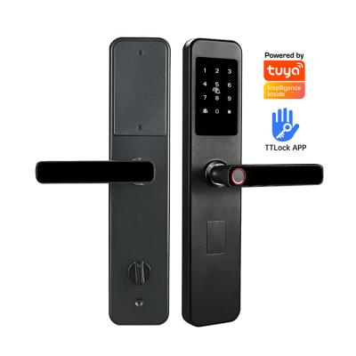 China Home Hotel Apartments TTlock Tuya WiFi App Smart Office Lock Biometric Lock Fingerprint Door Handle Keyless Digital Door Lock for sale