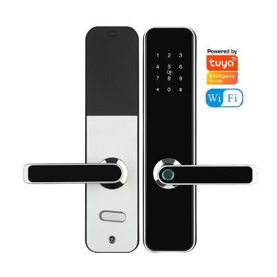 China Home Tuya Life Hotel Apartments Office Fingerprint Door Lock Smart Lock Handle Smart Keyless WiFi APP WiFi Door Lock Biometric Door Lock for sale