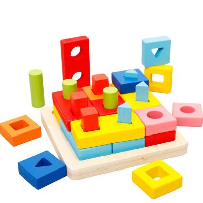 China Construction Toy Early Educational Toys Wooden Geometric Stacking Toys Shape Sorter Toys Puzzle Games For Kids for sale