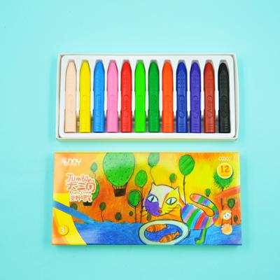 China 12 SUUNY Colors ASTM Wax Plastic Multicultural Crayons For Kids S130-12 for sale