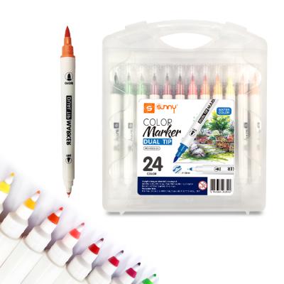 China 3+ brush Art Markers Set For Coloring - double sided artist Alcohol Permanent Markers with bullet and brush tip for sale