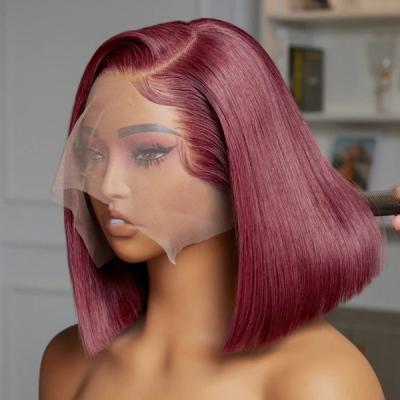 China Hot Selling Transparent Swiss Lace Straight Bob Wigs For Black Women Cheap Brazilian Hair Straight Human Hair Wigs for sale