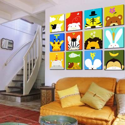 China Modern Cartoon Canvas Animal Wall Art Cute Animal Pictures For Kids Wall Decor for sale