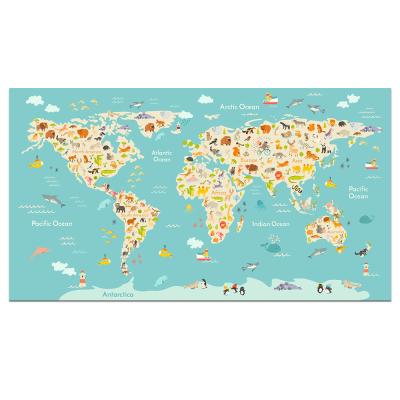 China Modern Animal World Map Pictures Poster Prints Art Canvas Prints Kids Room Bedroom Decor Giclee for sale