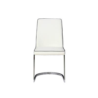 China Minimalist Modern Dining Chairs for domestic use White Minimalist Leather  Bow Chairs with  Chromed legs for sale