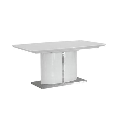 China Extendable Modern Luxury White Extendable Dining Table High Quality  Base MDF with stainless steel cover for sale