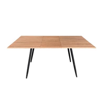 China Contemporary Contemporary Wood Color Extendable Dining Table  Made MDF Finished in Paper And Metal Legs for sale