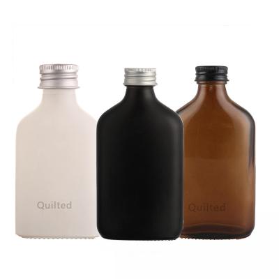 China Beverage 100ml 200ml Clear Cold Brew Juice Flat Flask Glass Bottle For Coffee 350ml With Cover for sale