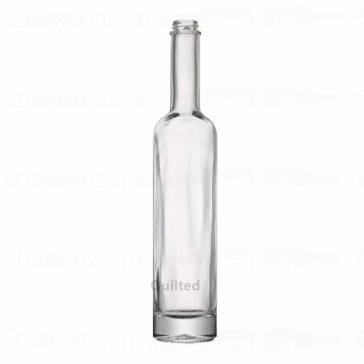 China Beverage Custom Design Unique Shape 350ml Vodka Spirit Glass Liquor Bottle With Screw for sale